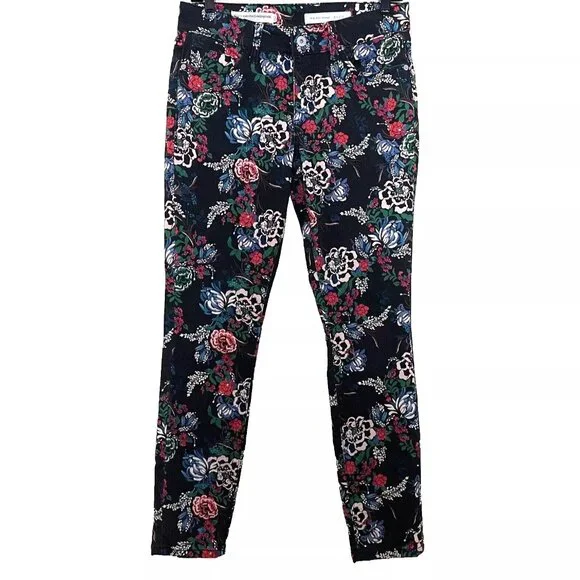 Anthropologie Pilcro Floral Mid Rise Skinny Jeans 27 Stretch Denim Cottagecore - Picture 2 of 10